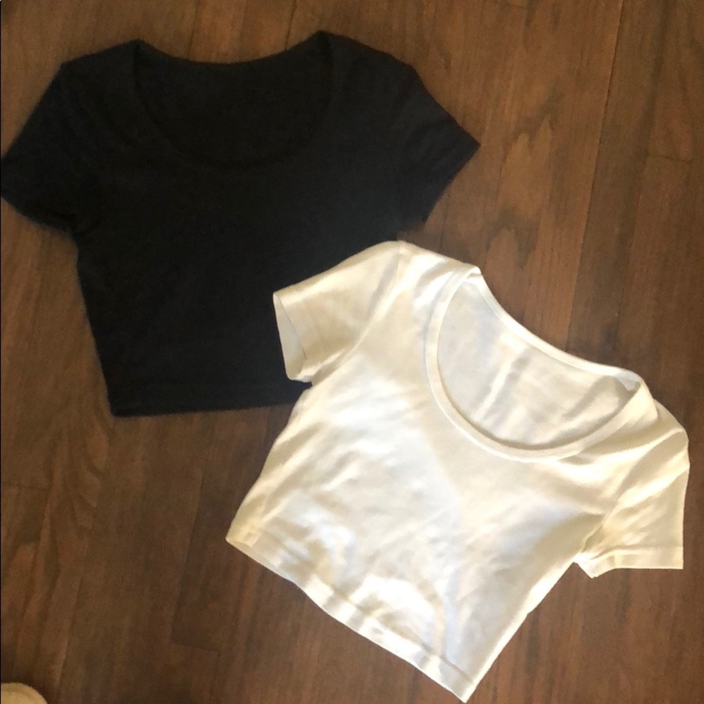 American Apparel SET OF 2 cotton crop tees S